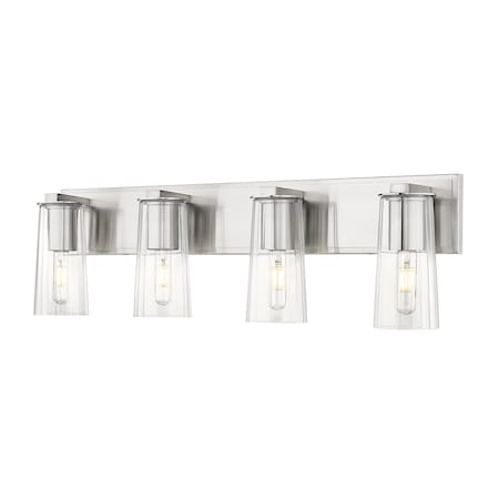 Z-Lite Titus 4 Light Vanity, 32in. W x 9.5in. H, Brushed Nickel 826-4V-BN